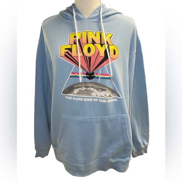 Pink Floyd Dark Side Of The Moon Graphic Cotton Blnd Blue Band Hoodie XL - Picture 1 of 9